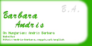 barbara andris business card
